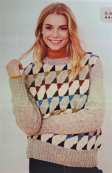 Sweater med trekant mønster - Bio Shetland